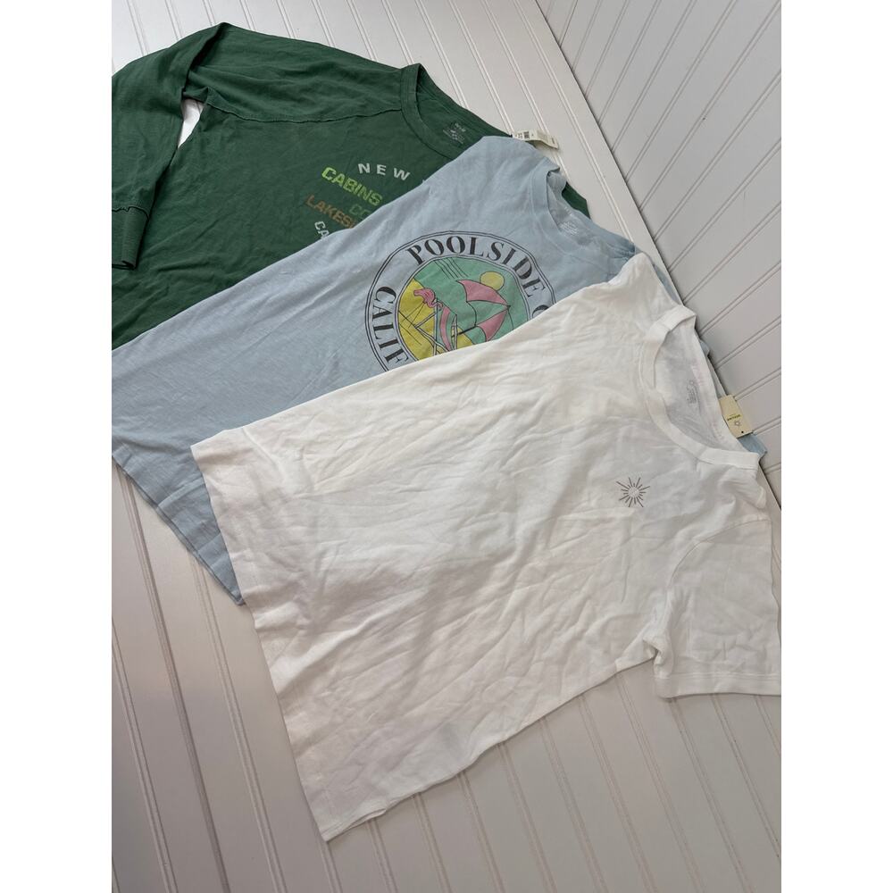 aerie Short Sleeve Tees Trio - White, Light Blue, Forest Green